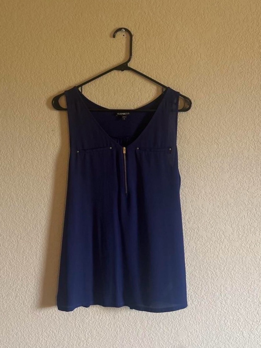 Express Navy Zip-Front Sleeveless Camisole